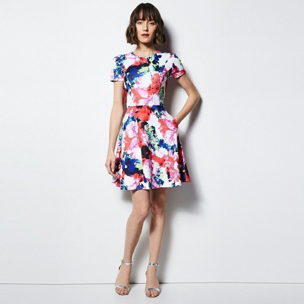 MILLY for DesigNation Sz. 8 Multicolor Floral Scuba Dress